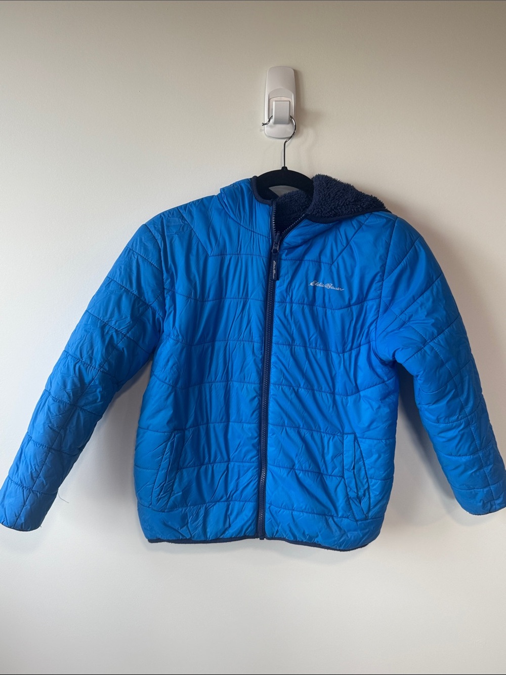 Eddie Bauer Bright Blue Quilted Hooded Puffer Jacket